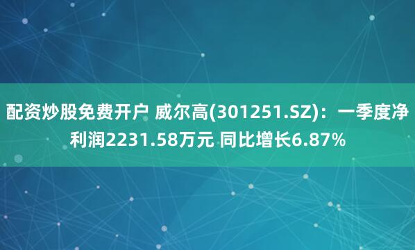 配资炒股免费开户 威尔高(301251.SZ)：一季度净利润2231.58万元 同比增长6.87%