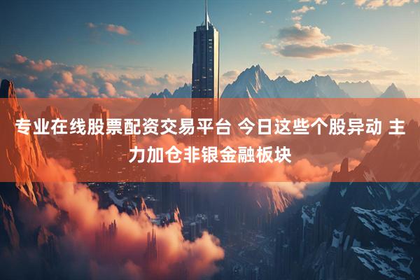 专业在线股票配资交易平台 今日这些个股异动 主力加仓非银金融板块