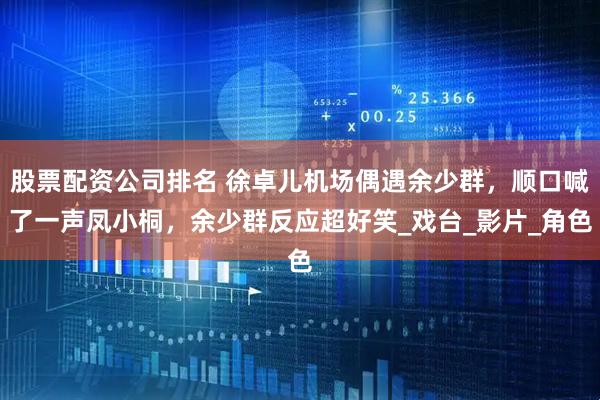 股票配资公司排名 徐卓儿机场偶遇余少群，顺口喊了一声凤小桐，余少群反应超好笑_戏台_影片_角色